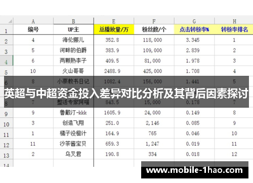 英超与中超资金投入差异对比分析及其背后因素探讨 英超与中超资金投入差异对比分析及其背后因素探讨
