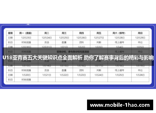 U18亚青赛五大关键知识点全面解析 助你了解赛事背后的精彩与影响 U18亚青赛五大关键知识点全面解析 助你了解赛事背后的精彩与影响
