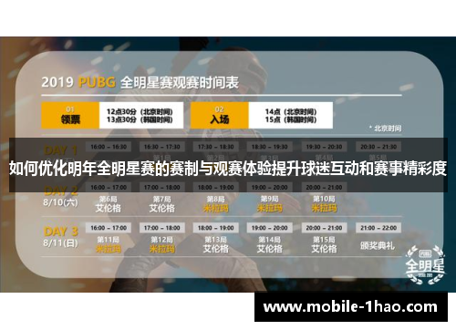 如何优化明年全明星赛的赛制与观赛体验提升球迷互动和赛事精彩度